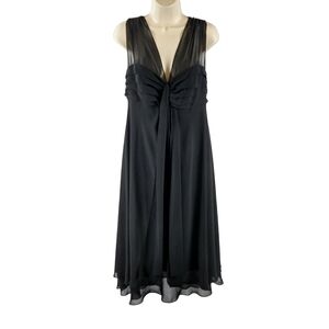 R & M Richards Black Chiffon Midi Dress